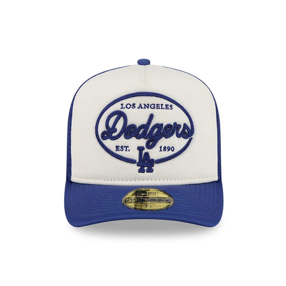 Los Angeles Dodgers MLB 5950 Day Fitted Trucker A-Frame New Era White Blue Official Team Hat Sports Fan Cap Official MLB Team Hat Baseball Fan Cap