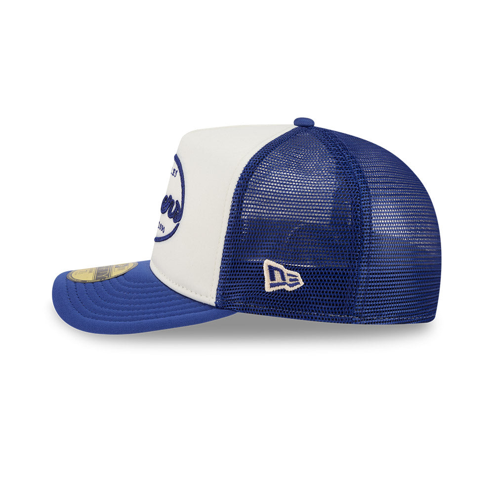 Los Angeles Dodgers MLB 5950 Day Fitted Trucker A-Frame New Era White Blue Official Team Hat Sports Fan Cap Official MLB Team Hat Baseball Fan Cap