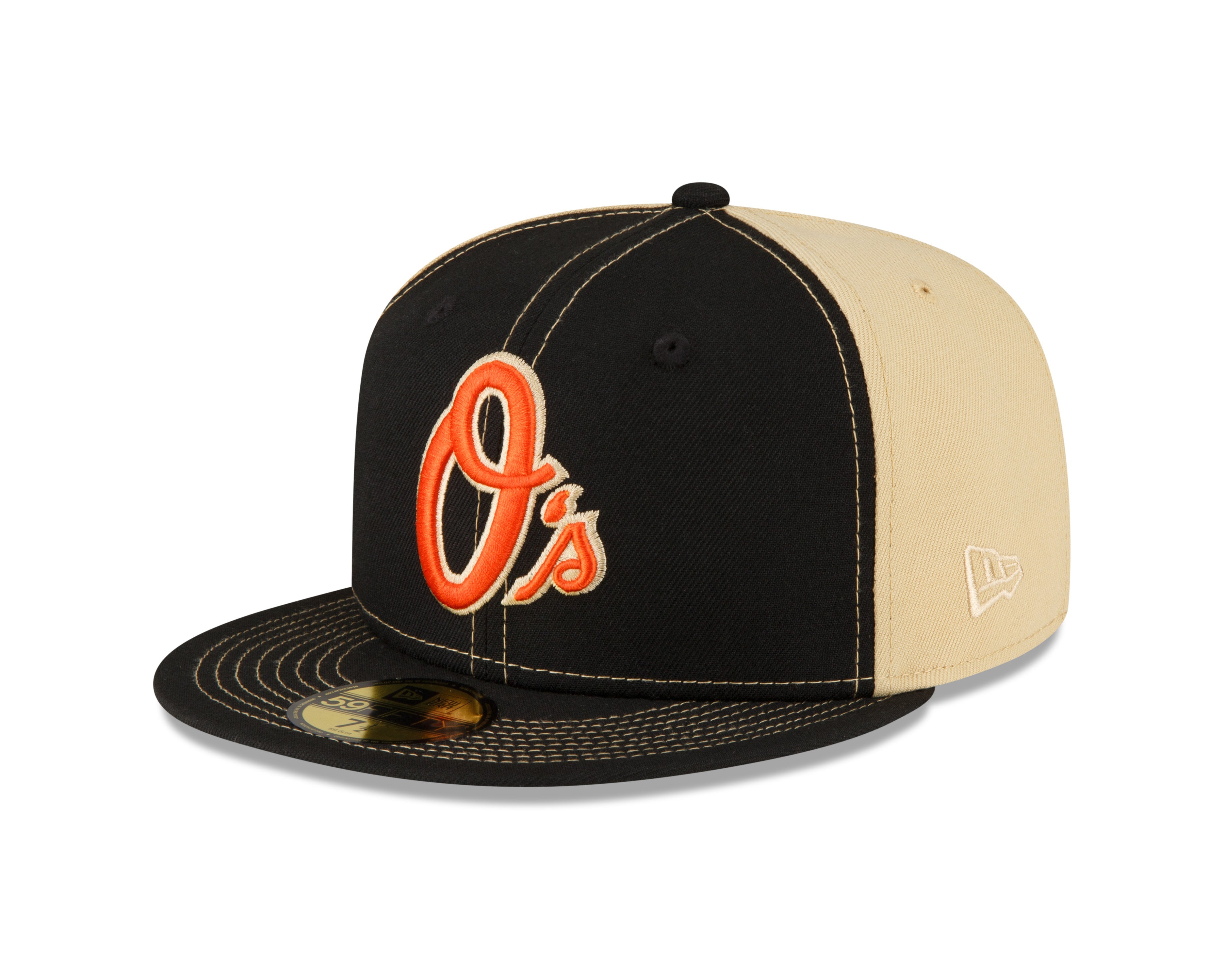 Men s Baltimore Orioles New Era Black Vegas Gold 59FIFTY Fitted Hat Official Team Hat Sports Fan Cap Official MLB Team Hat Baseball Fan Cap