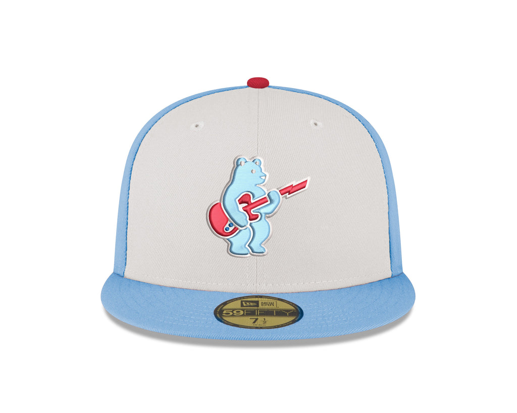 Men s Chicago Cubs New Era Chrome Sky Blue Guitar Bear Alternate 59FIFTY Fitted Hat Official Team Hat Sports Fan Cap Official MLB Team Hat Baseball