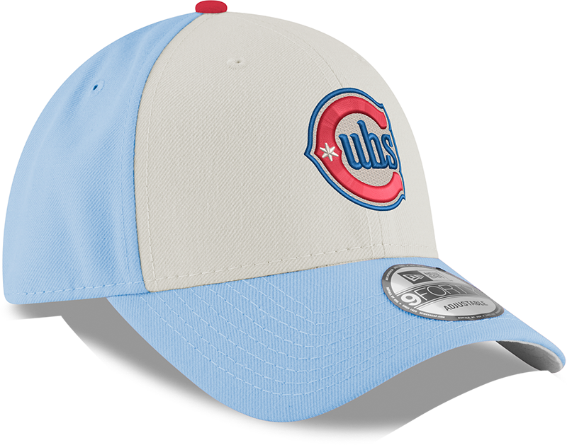 Youth Chicago Cubs Alternate 2 9FORTY Adjustable Chrome Sky Blue Cap By New Era Official Team Hat Sports Fan Cap Official MLB Team Hat Baseball Fan