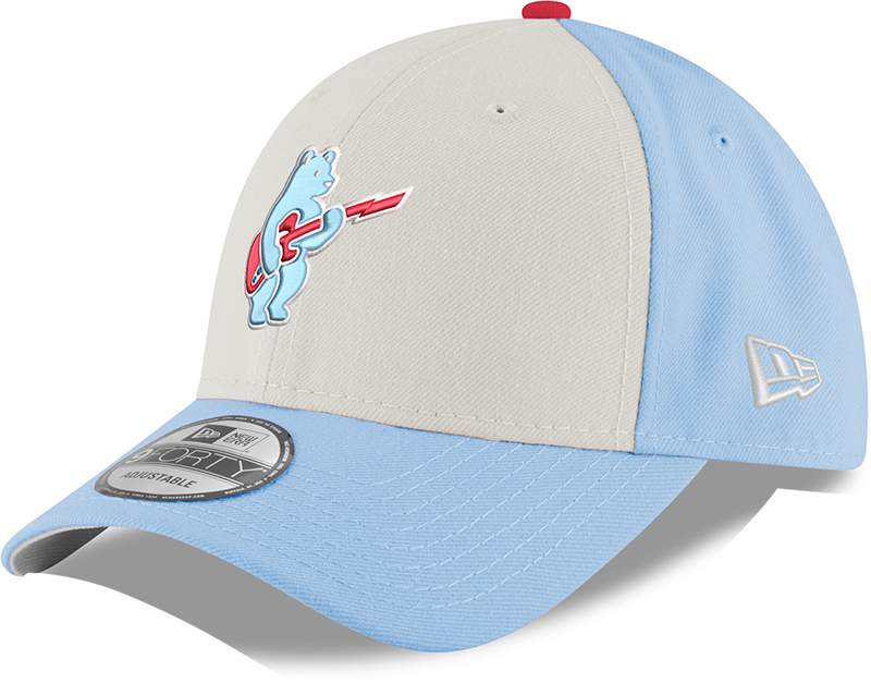 Youth Chicago Cubs Guitar Bear Alternate 9FORTY Adjustable Chrome Sky Blue Cap By New Era Official Team Hat Sports Fan Cap Official MLB Team Hat