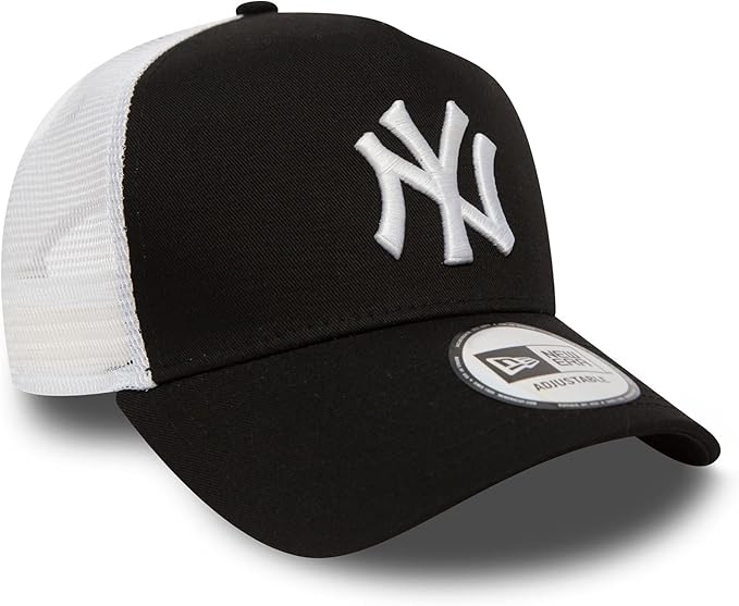 New York Yankees MLB A-Frame Trucker New Era White Black Official Team Hat Sports Fan Cap Official MLB Team Hat Baseball Fan Cap