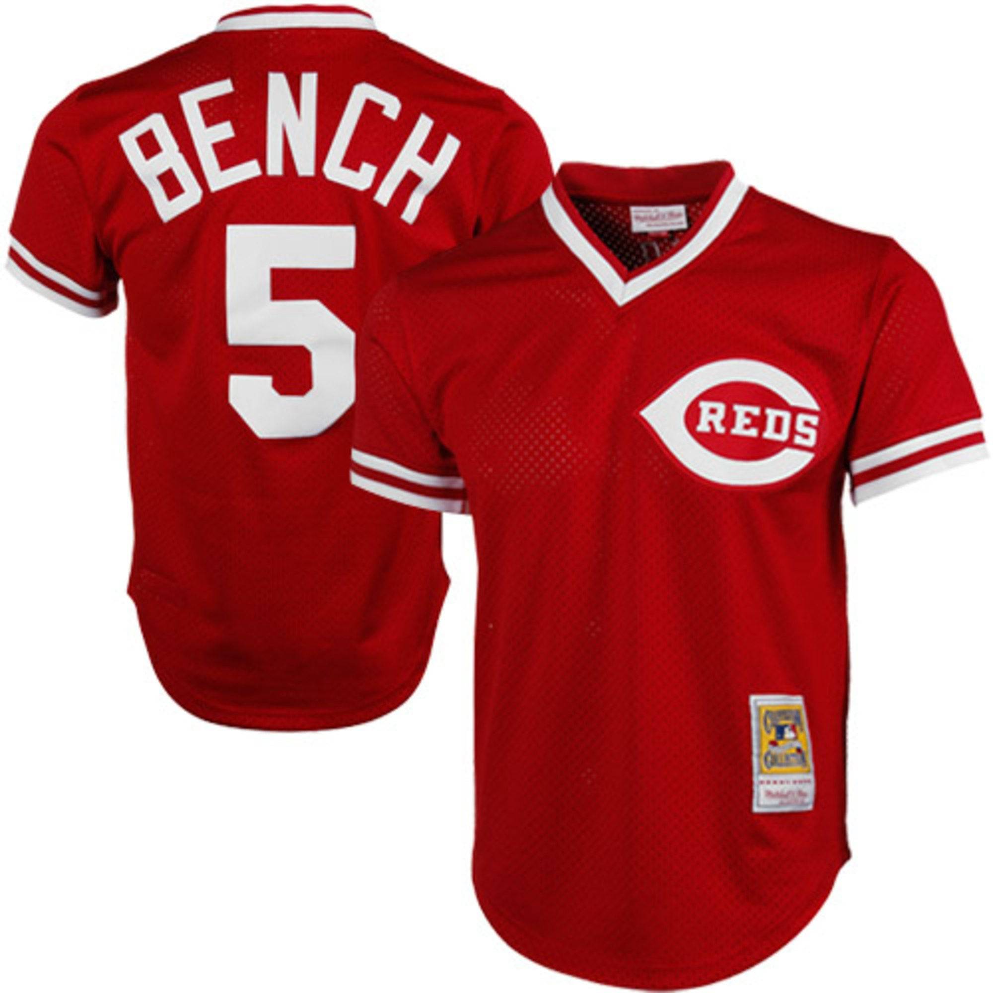 Men s Cincinnati Reds Johnny Bench Mitchell And Ness Red 1983 Authentic Cooperstown Collection Mesh Batting Practice Jersey Official Team Jersey