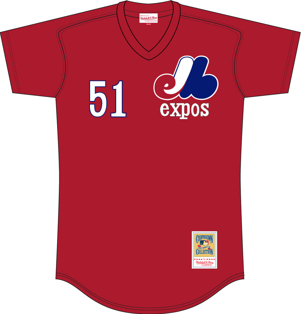 Men s Randy Johnson Montreal Expos Mitchell And Ness Batting Practice Jersey - Red Official Team Jersey Sports Fan Apparel Official MLB Team Jersey