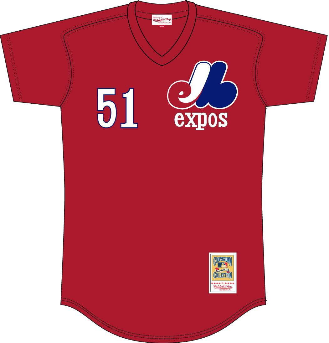 Men s Randy Johnson Montreal Expos Mitchell And Ness Batting Practice Jersey - Red Official Team Jersey Sports Fan Apparel Official MLB Team Jersey