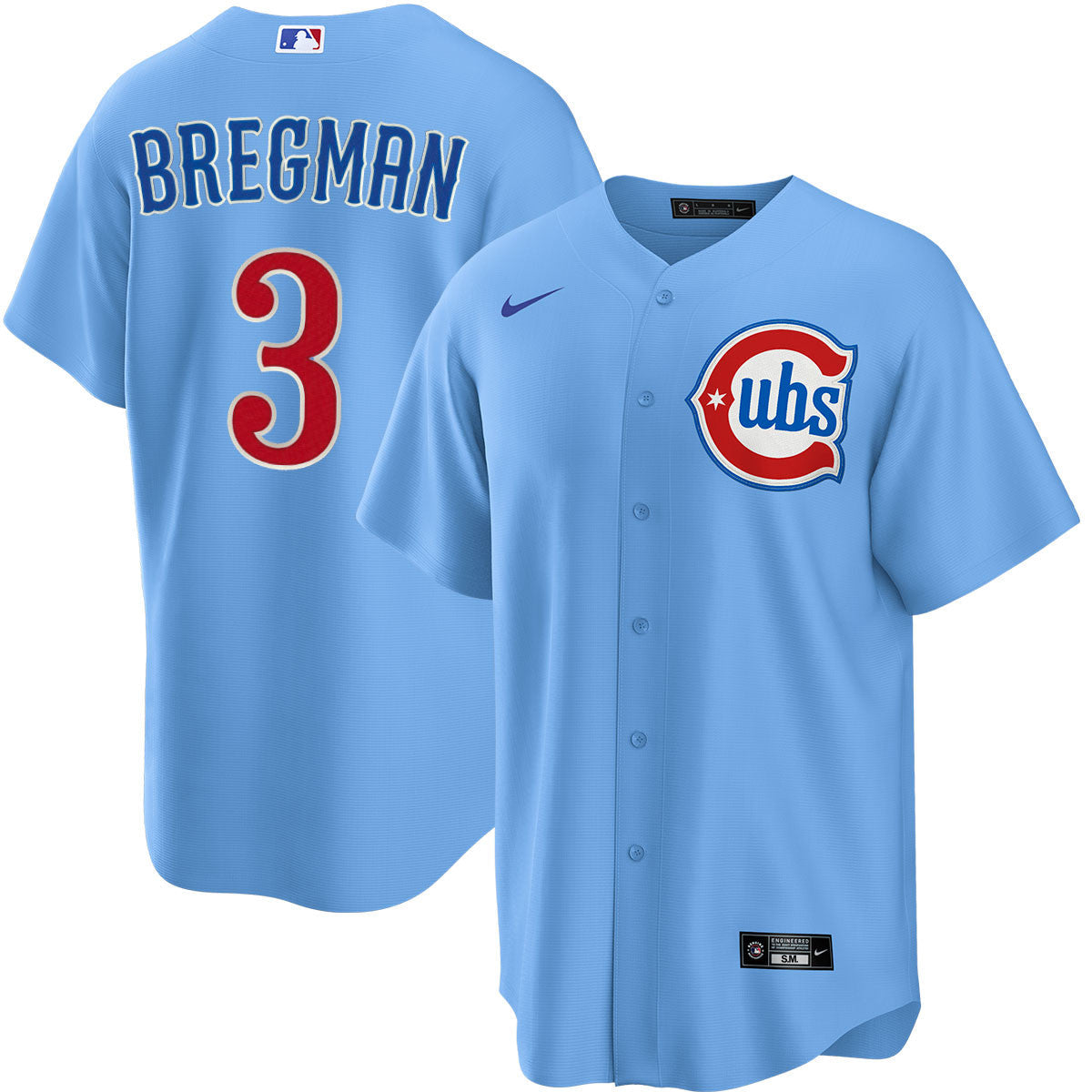 NIKE Men s Chicago Cubs Alex Bregman 3 Light Blue 2nd Alternate Replica Jersey Official Team Jersey Sports Fan Apparel Official MLB Team Jersey