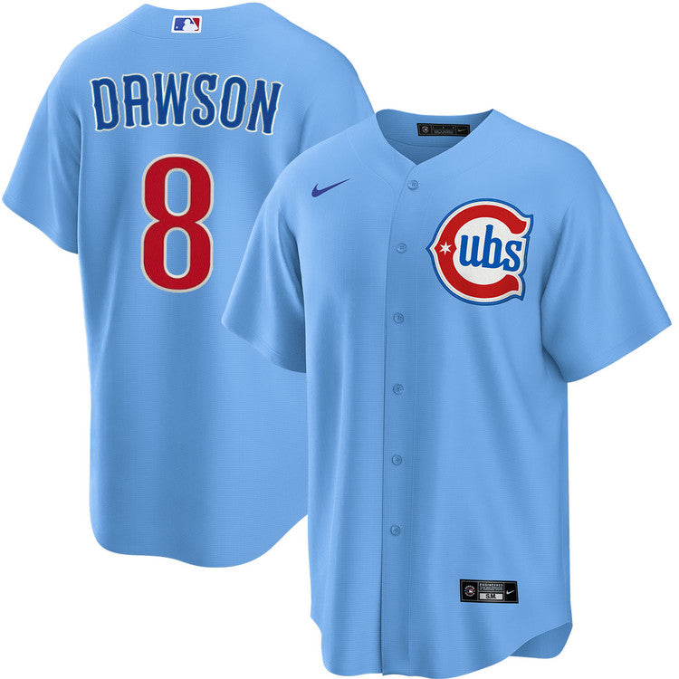 NIKE Men s Chicago Cubs Andre Dawson 8 Light Blue 2nd Alternate Replica Jersey Official Team Jersey Sports Fan Apparel Official MLB Team Jersey