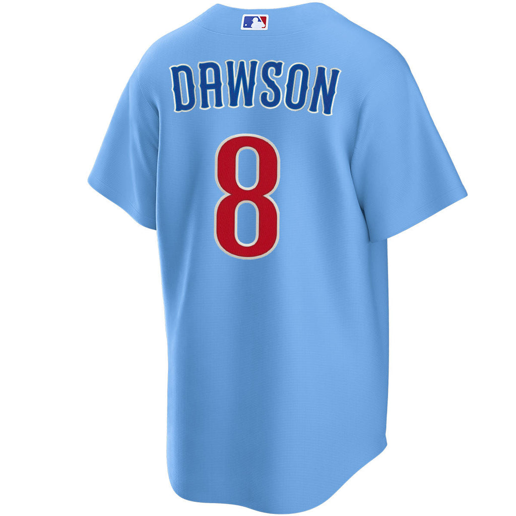 NIKE Men s Chicago Cubs Andre Dawson 8 Light Blue 2nd Alternate Replica Jersey Official Team Jersey Sports Fan Apparel Official MLB Team Jersey