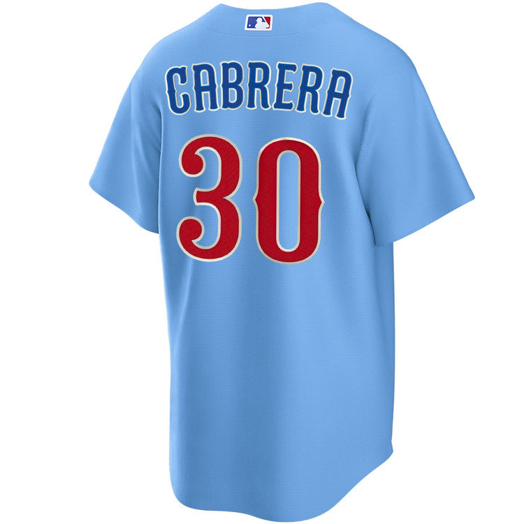 NIKE Men s Chicago Cubs Edward Cabrera 30 Light Blue 2nd Alternate Replica Jersey Official Team Jersey Sports Fan Apparel Official MLB Team Jersey