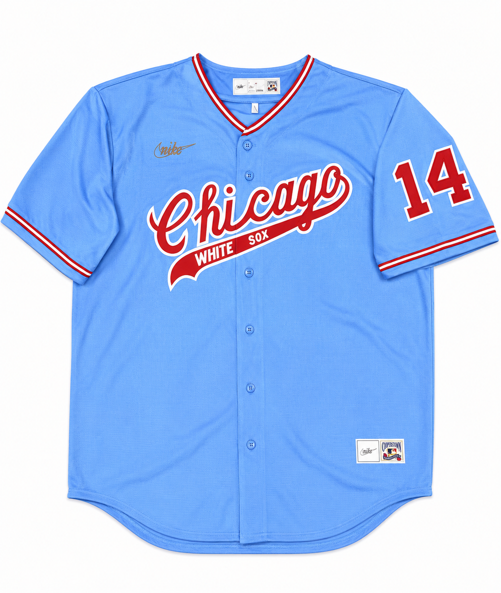 Men s Bill Melton Chicago White Sox Cooperstown Road Powder Blue Red 1972 Premium Stitch Replica Jersey Official Team Jersey Sports Fan Apparel