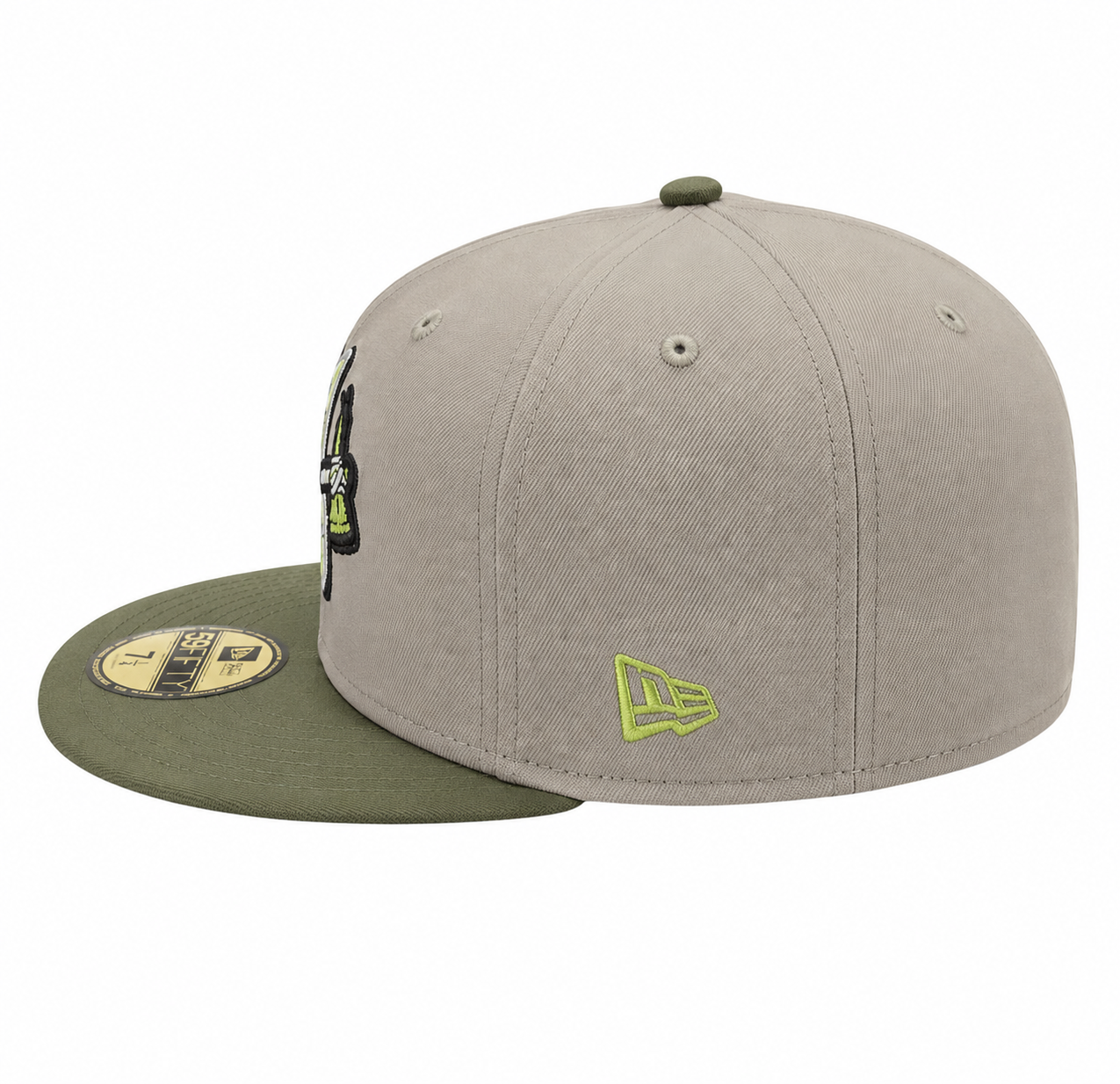Atlanta Braves New Era 2 Tone Stone Green Bark Sevendust Home inspired 59FIFTY Fitted Hat Official Team Hat Sports Fan Cap Official MLB Team Hat