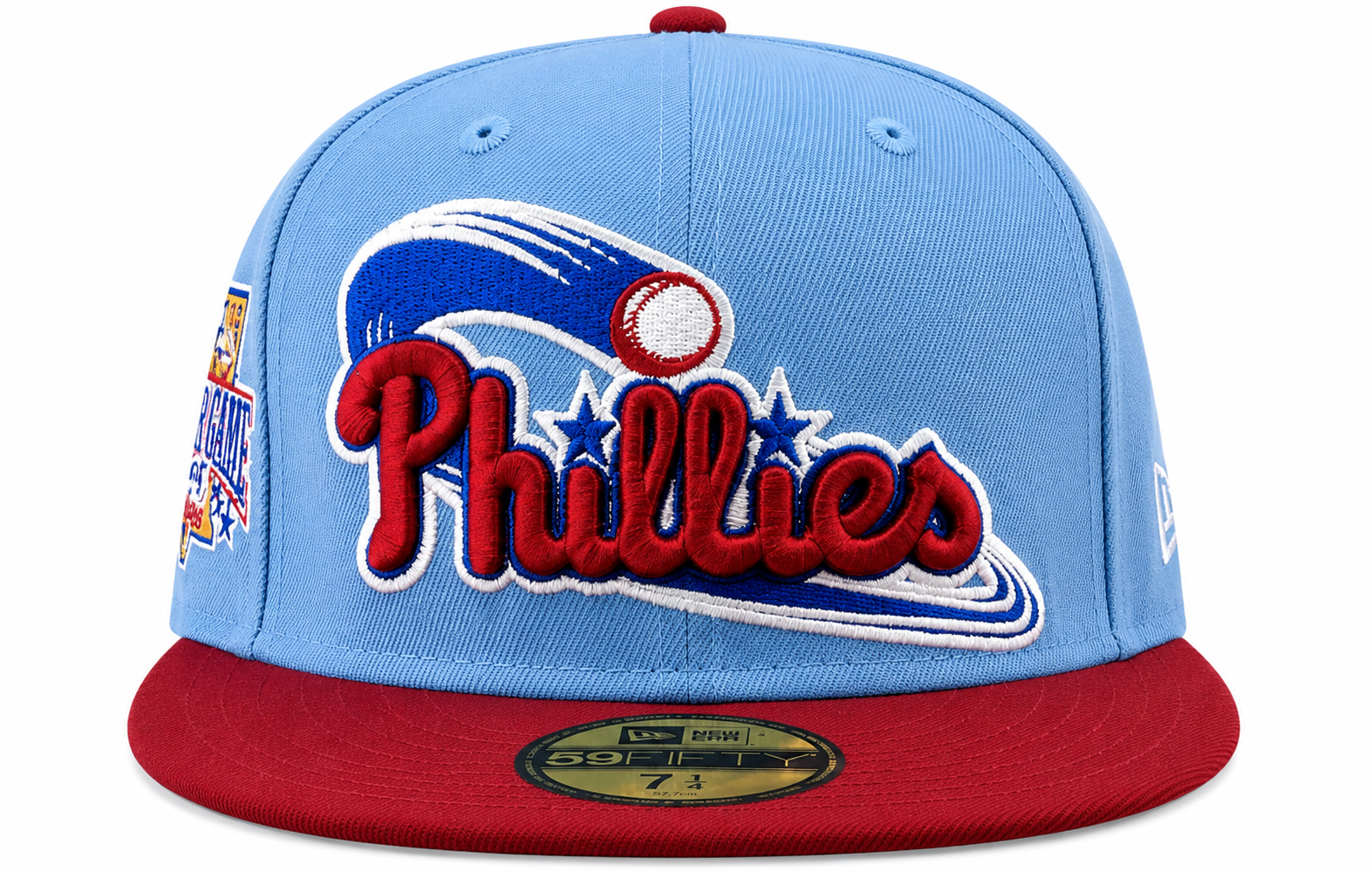 Philadelphia Phillies MLB 1996 ASG 2 Tone Sky Blue Cardinal New Era 59FIFTY Fitted Hat Official Team Hat Sports Fan Cap Official MLB Team Hat