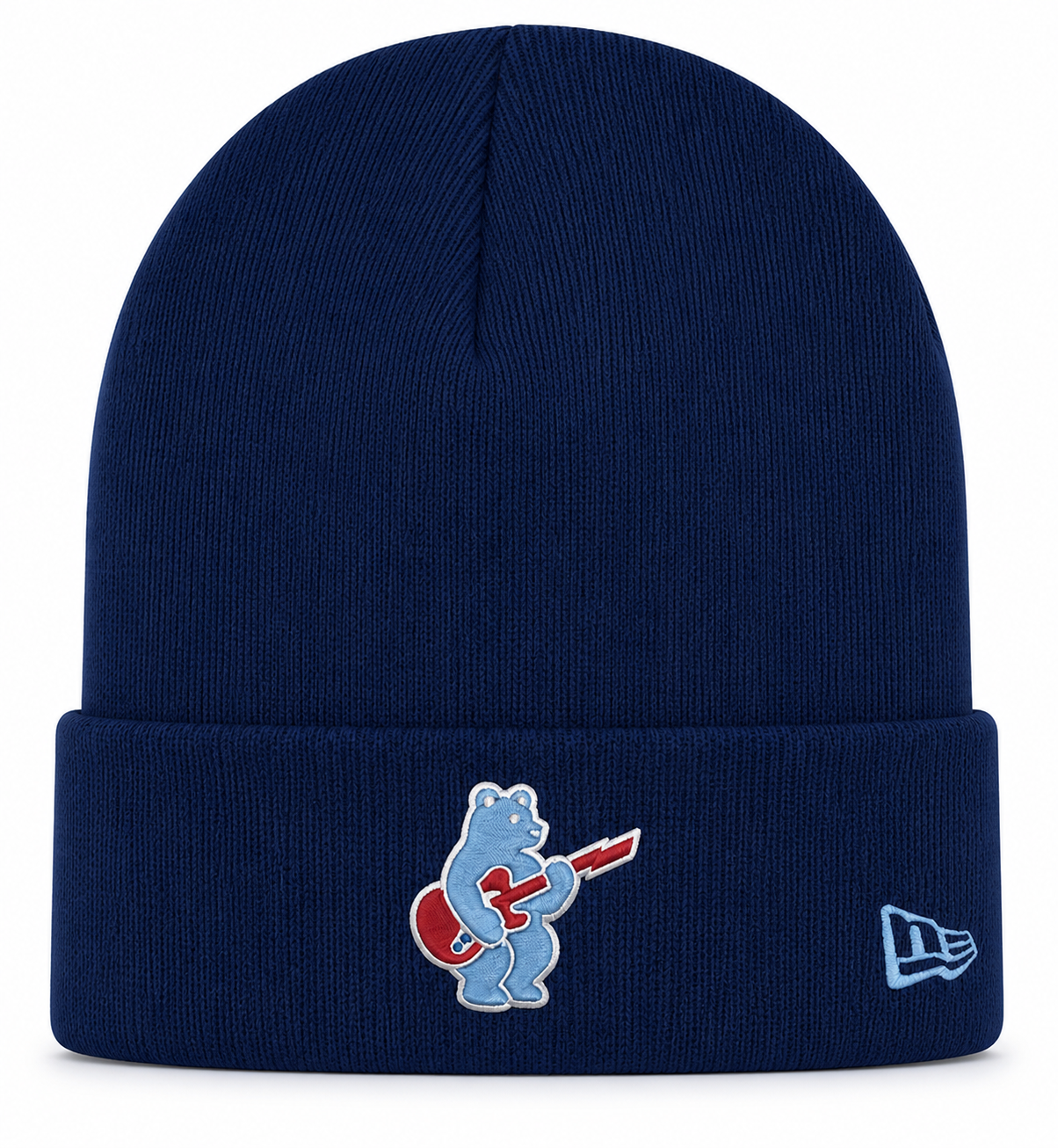 Chicago Cubs New Era Navy Guitar Bear Cuffed Knit Hat Official Team Hat Sports Fan Cap Official MLB Team Hat Baseball Fan Cap