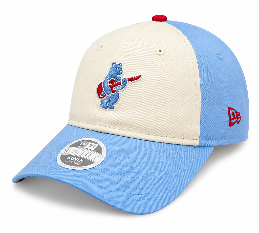 Women s Chicago Cubs Guitar Bear Alternate Micro Baby Blue New Era 9TWENTY Adjustable Hat Official Team Hat Sports Fan Cap Official MLB Team Hat