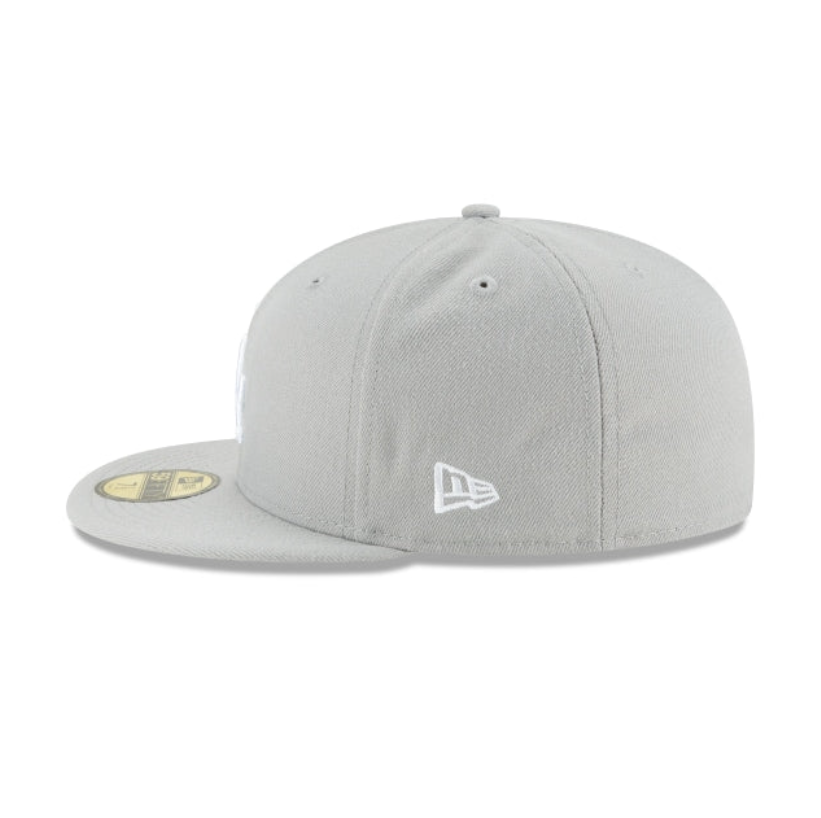 Los Angeles Dodgers MLB League Essential 59FIFTY Fitted New Era Gray White Official Team Hat Sports Fan Cap Official MLB Team Hat Baseball Fan Cap
