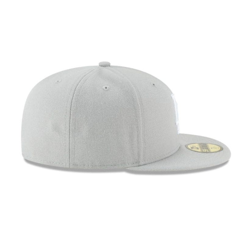 Los Angeles Dodgers MLB League Essential 59FIFTY Fitted New Era Gray White Official Team Hat Sports Fan Cap Official MLB Team Hat Baseball Fan Cap