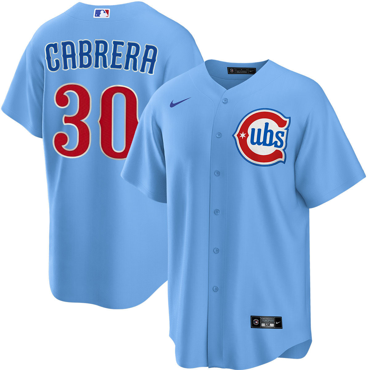 NIKE Men s Chicago Cubs Edward Cabrera Light Blue 2nd Alternate Replica Jersey Official Team Jersey Sports Fan Apparel Official MLB Team Jersey