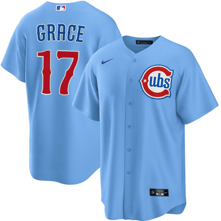 NIKE Men s Chicago Cubs Mark Grace 17 Light Blue 2nd Alternate Replica Jersey Official Team Jersey Sports Fan Apparel Official MLB Team Jersey