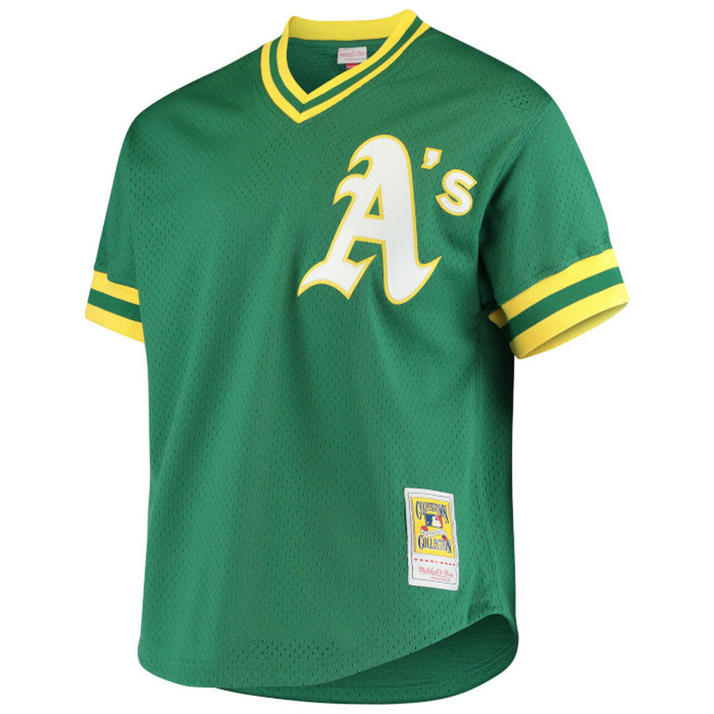 Men s Oakland Athletics Rickey Henderson 1991 Mitchell And Ness Green Cooperstown 1987 Mesh Batting Practice Jersey Official Team Jersey Sports Fan