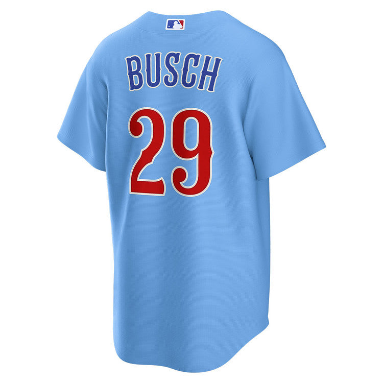 NIKE Men s Chicago Cubs Michael Busch 29 Light Blue 2nd Alternate Replica Jersey Official Team Jersey Sports Fan Apparel Official MLB Team Jersey
