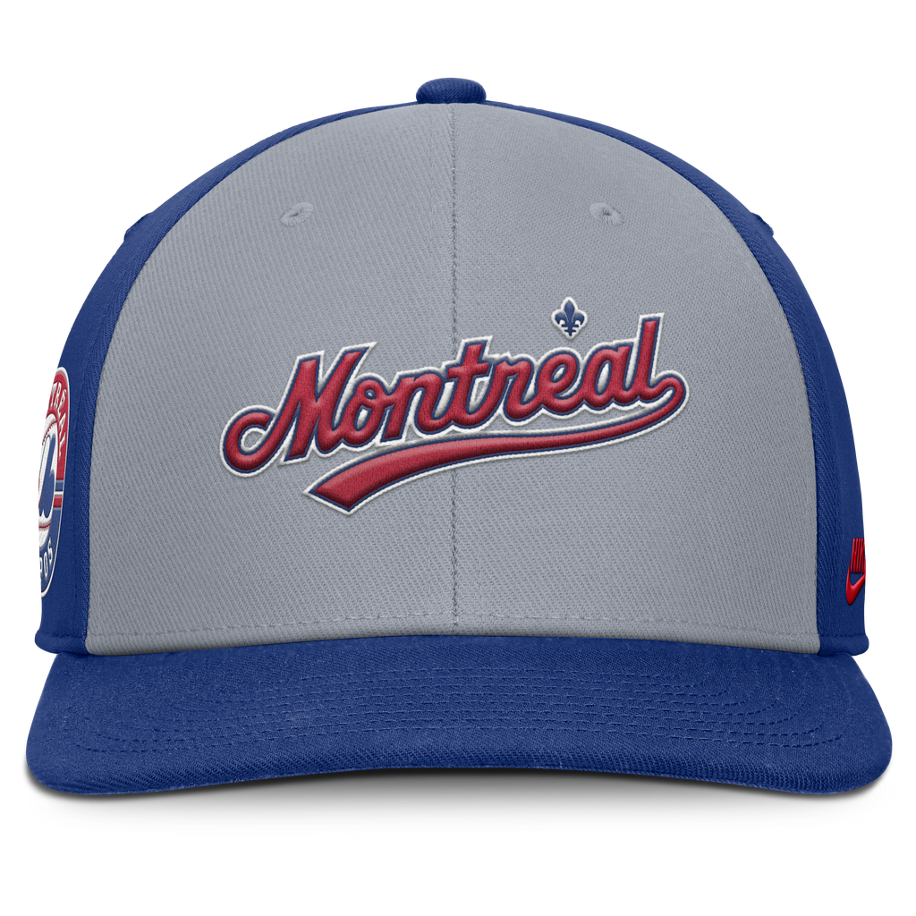 Montreal Expos Nike Gray Royal Dri-Fit Pro Snapback Hat Official Team Hat Sports Fan Cap Official MLB Team Hat Baseball Fan Cap