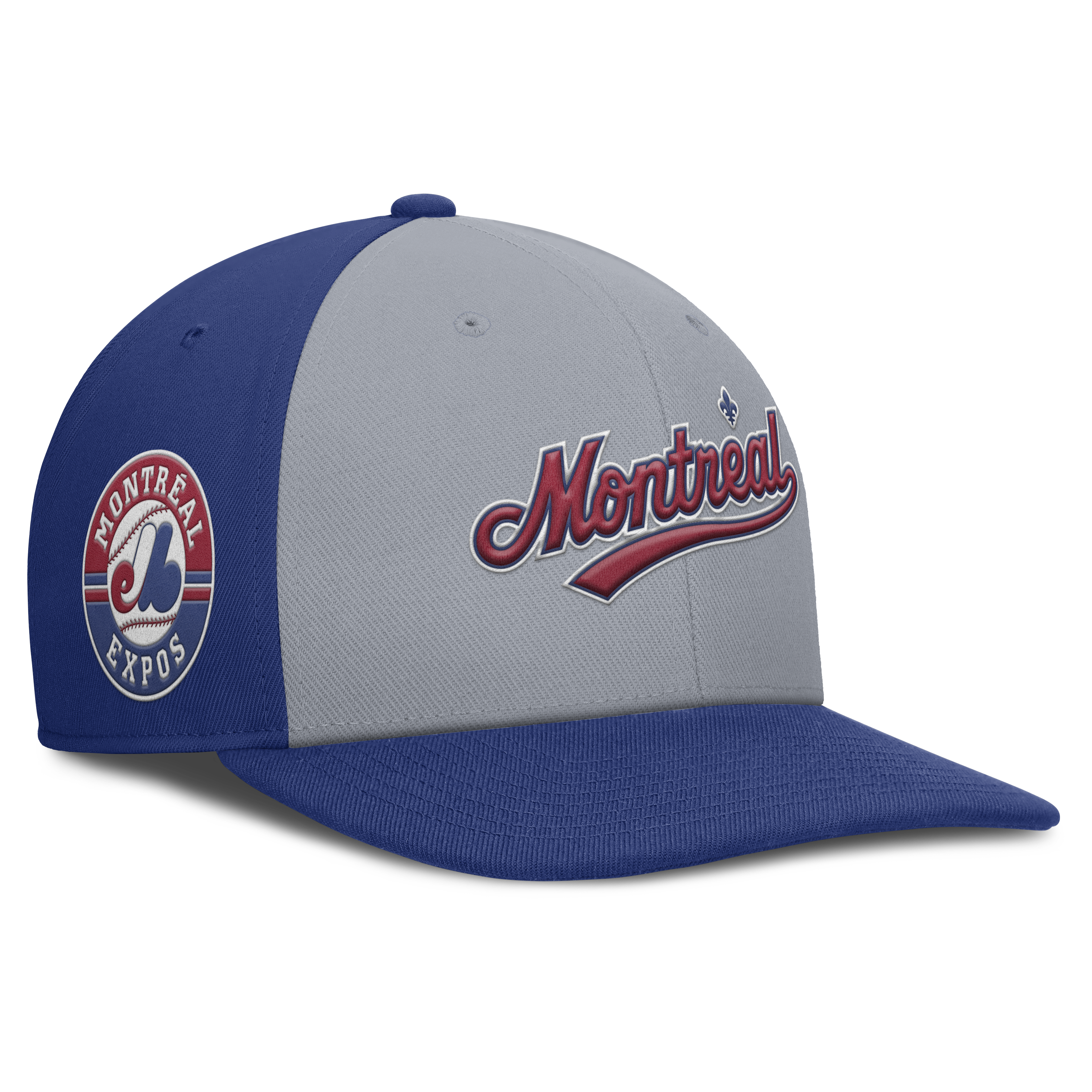 Montreal Expos Nike Gray Royal Dri-Fit Pro Snapback Hat Official Team Hat Sports Fan Cap Official MLB Team Hat Baseball Fan Cap