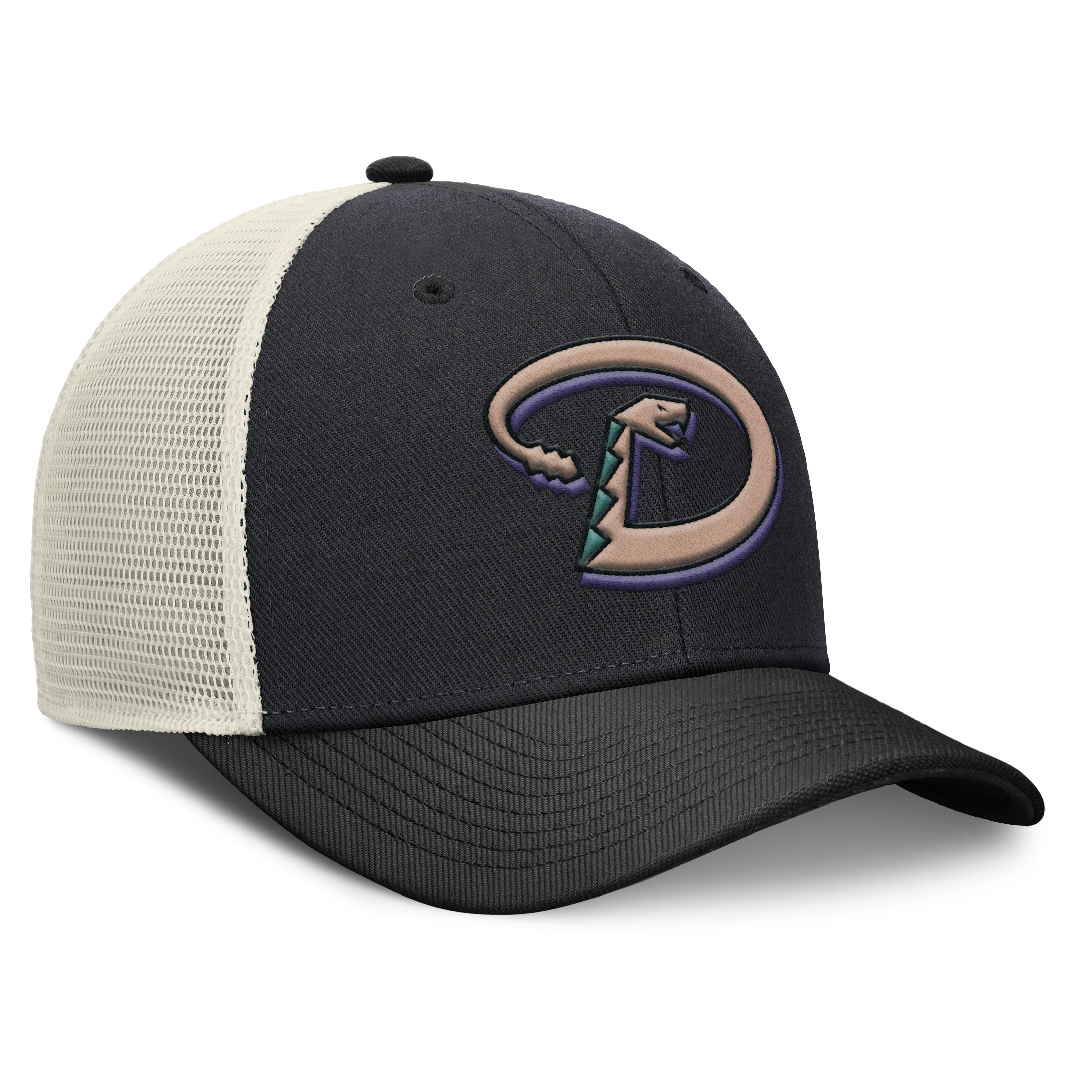 Arizona Diamondbacks Nike Rise Black Adjustable Snapback Trucker Hat Official Team Hat Sports Fan Cap Official MLB Team Hat Baseball Fan Cap
