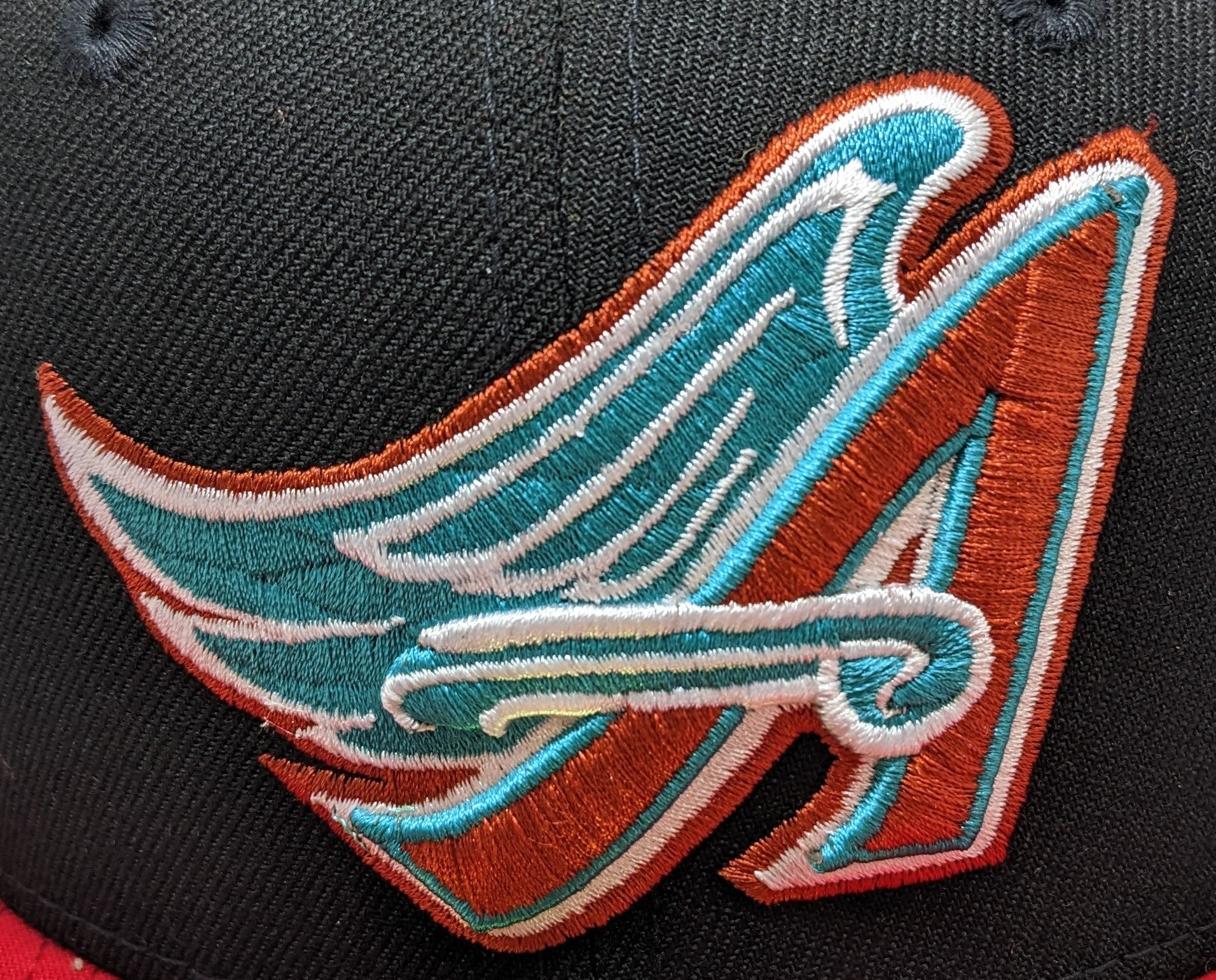Anaheim Angels New Era 2 Tone Black Red Guns N Roses Inspired Rock Pack 59FIFTY Fitted Hat Official Team Hat Sports Fan Cap Official MLB Team Hat