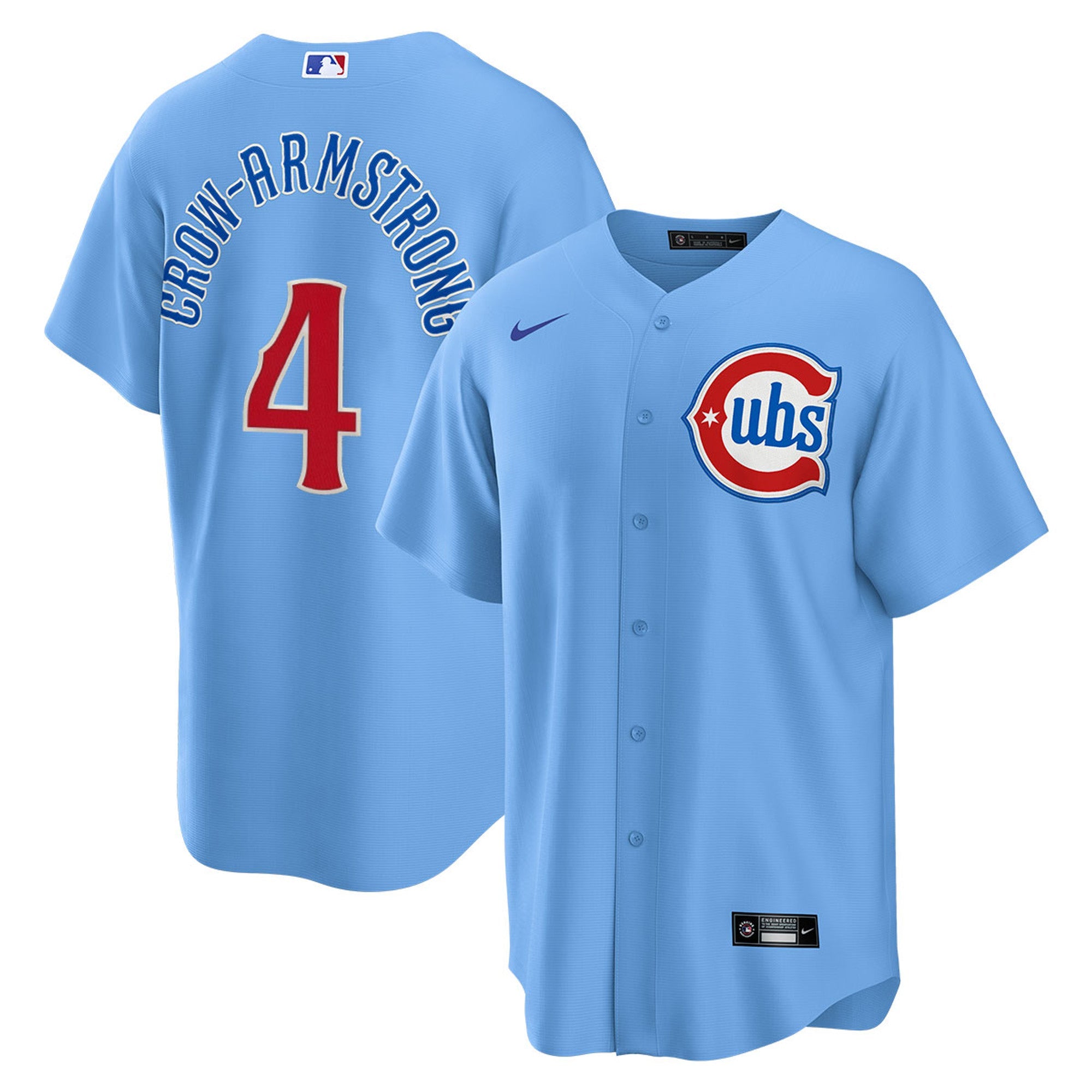 NIKE Men s Chicago Cubs Pete Crow-Armstrong 4 Light Blue 2nd Alternate Replica Jersey Official Team Jersey Sports Fan Apparel Official MLB Team