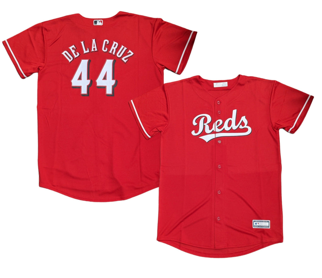 Youth Cincinnati Reds Elly De La Cruz MLB Red Alternate Screen Print Replica Jersey Official Team Jersey Sports Fan Apparel Official MLB Team Jersey