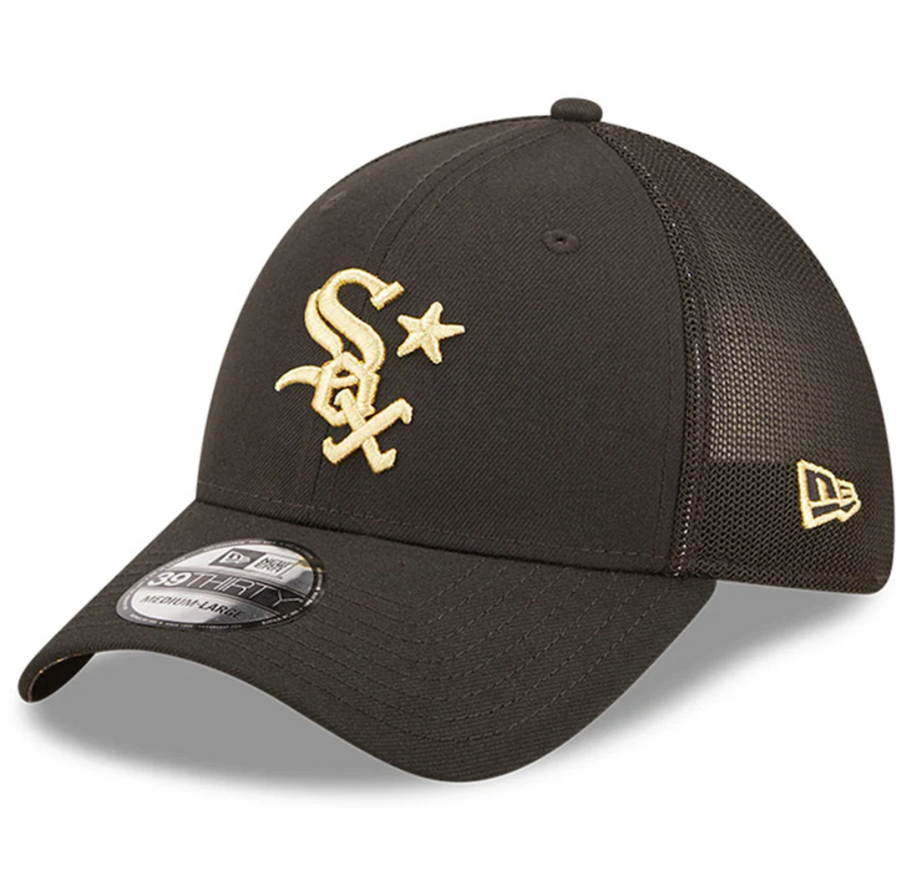 Chicago White Sox New Era 2022 All Star Game Black Gold 39THIRTY Flex Fit Hat Official Team Hat Sports Fan Cap Official MLB Team Hat Baseball Fan Cap