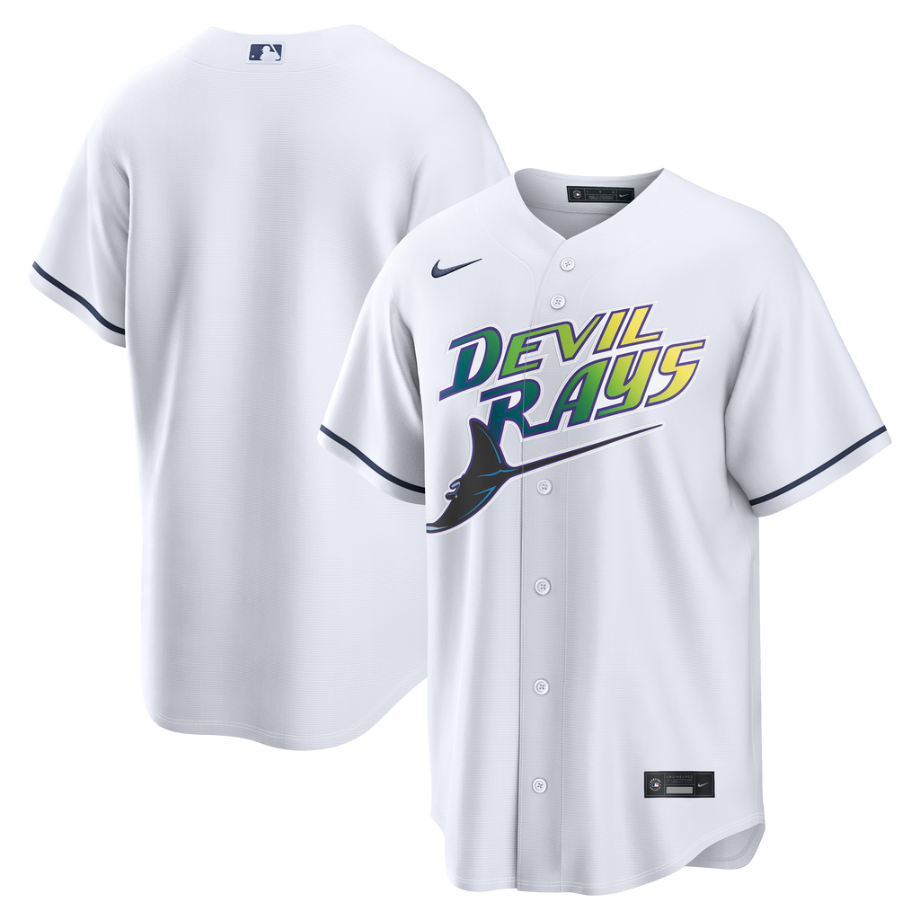 Men s Tampa Bay Devil Rays Nike White Home Replica Team Jersey Official Team Jersey Sports Fan Apparel Official MLB Team Jersey Baseball Fan Apparel