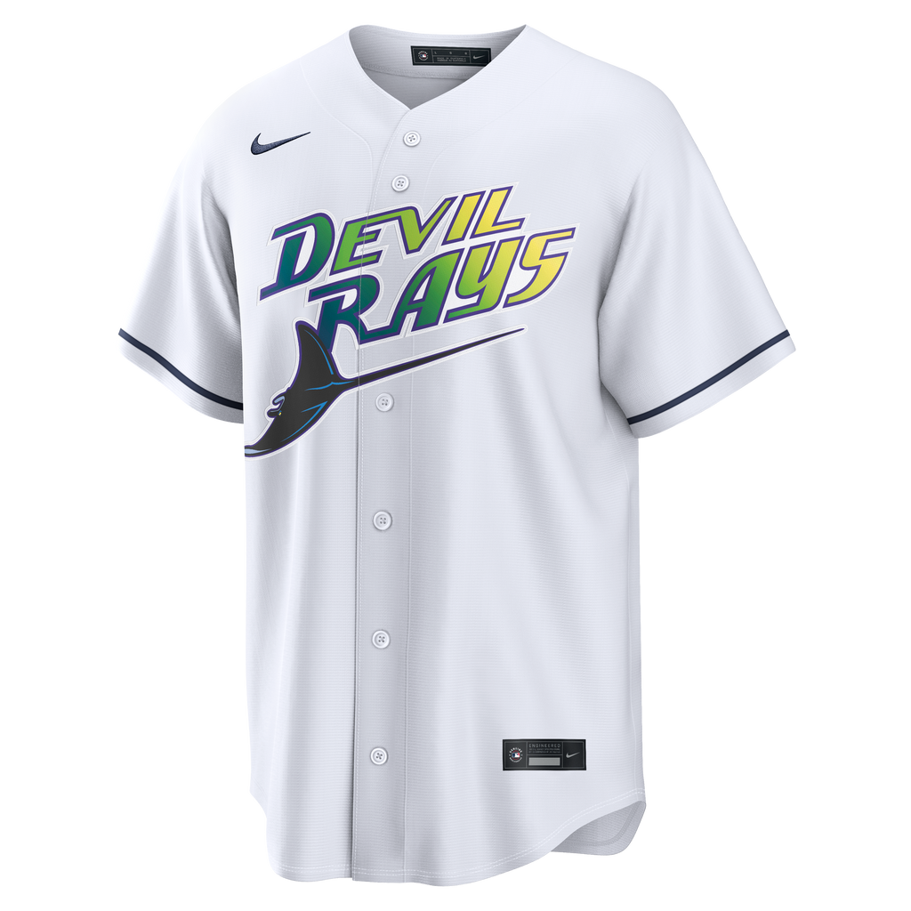 Men s Tampa Bay Devil Rays Nike White Home Replica Team Jersey Official Team Jersey Sports Fan Apparel Official MLB Team Jersey Baseball Fan Apparel