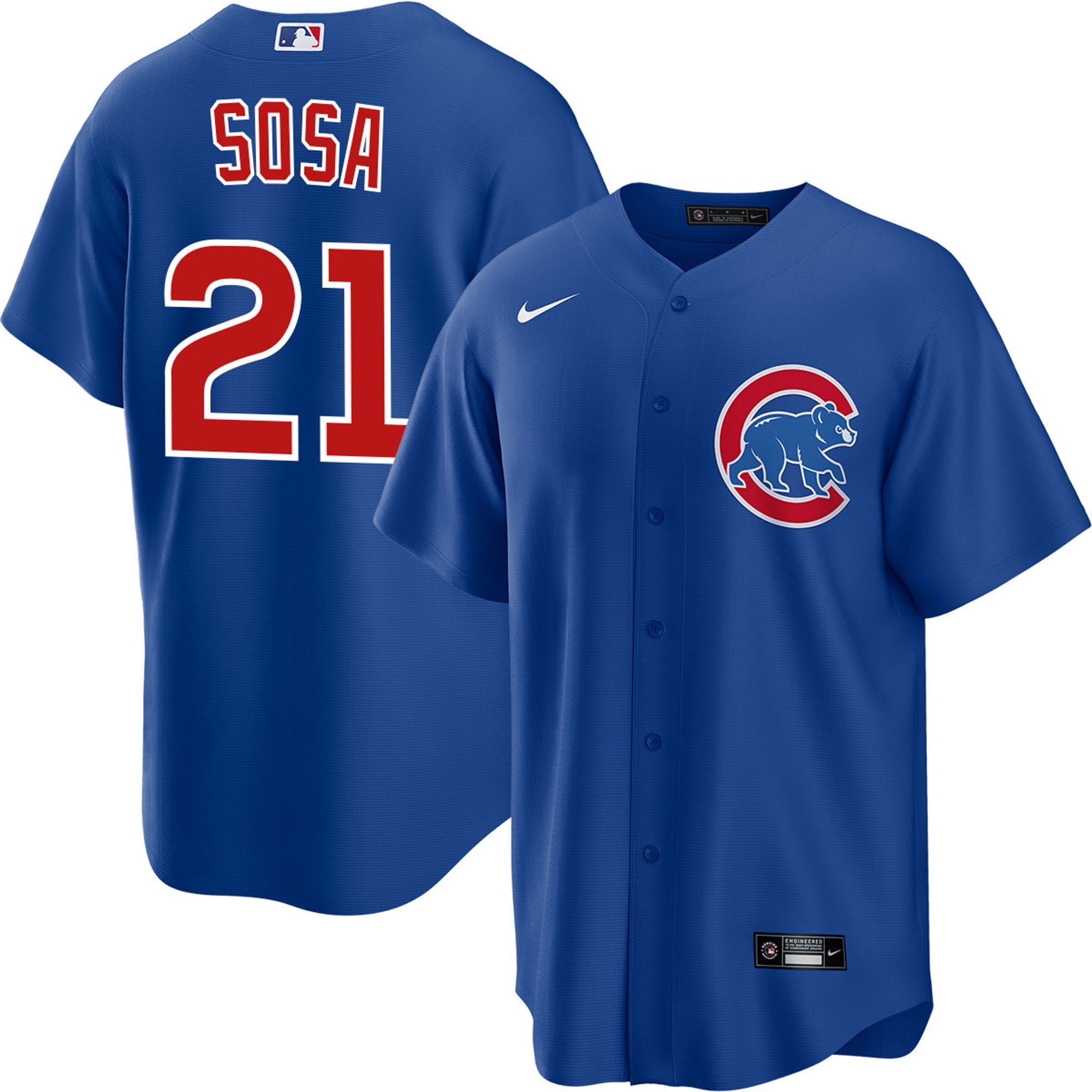 NIKE Men s Sammy Sosa Chicago Cubs Alternate Blue Premium Twill Replica Jersey Official Team Jersey Sports Fan Apparel Official MLB Team Jersey