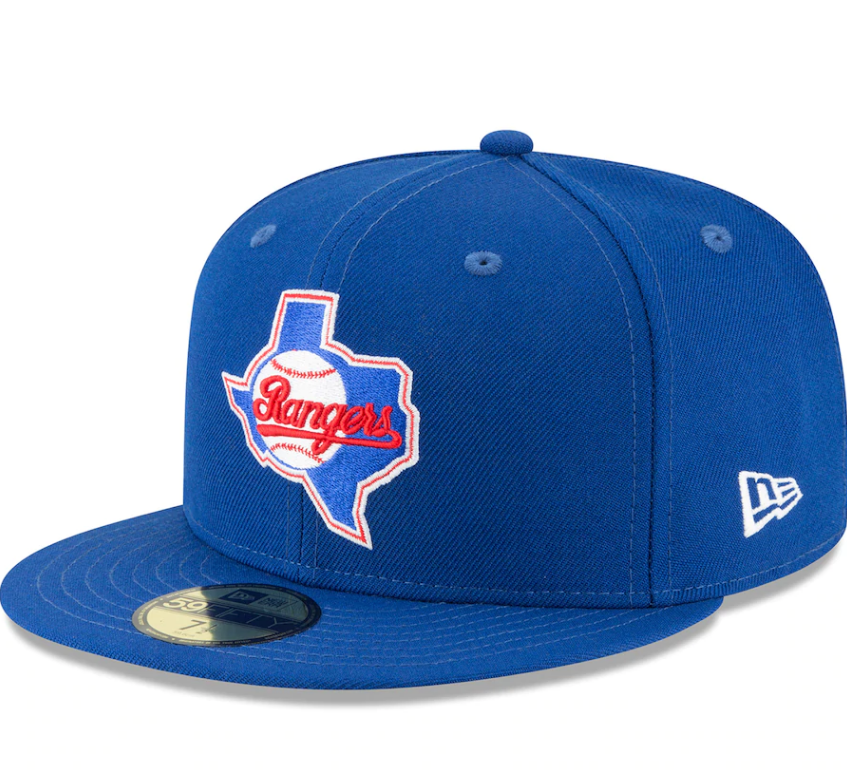 Men s Texas Rangers New Era Blue Cooperstown Collection Wool 59FIFTY Fitted Hat Official Team Hat Sports Fan Cap Official MLB Team Hat Baseball Fan