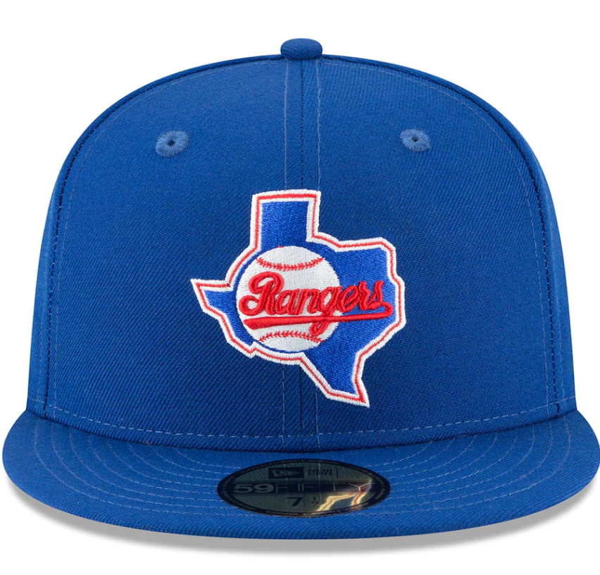 Men s Texas Rangers New Era Blue Cooperstown Collection Wool 59FIFTY Fitted Hat Official Team Hat Sports Fan Cap Official MLB Team Hat Baseball Fan