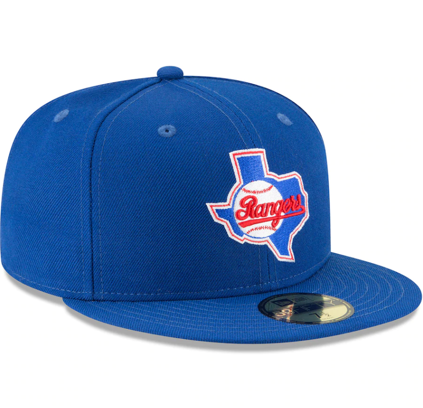 Men s Texas Rangers New Era Blue Cooperstown Collection Wool 59FIFTY Fitted Hat Official Team Hat Sports Fan Cap Official MLB Team Hat Baseball Fan