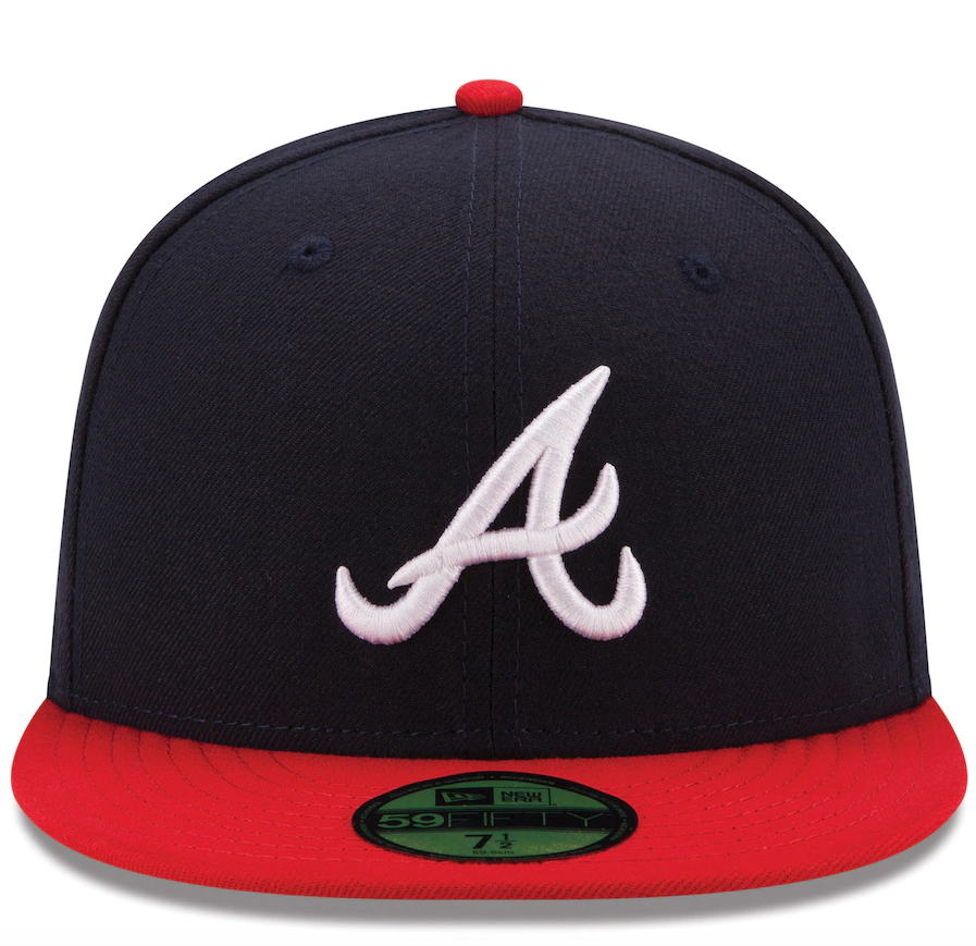 Men s Atlanta Braves New Era Navy Red Home Authentic Collection On-Field 59FIFTY Fitted Hat Official Team Hat Sports Fan Cap Official MLB Team Hat