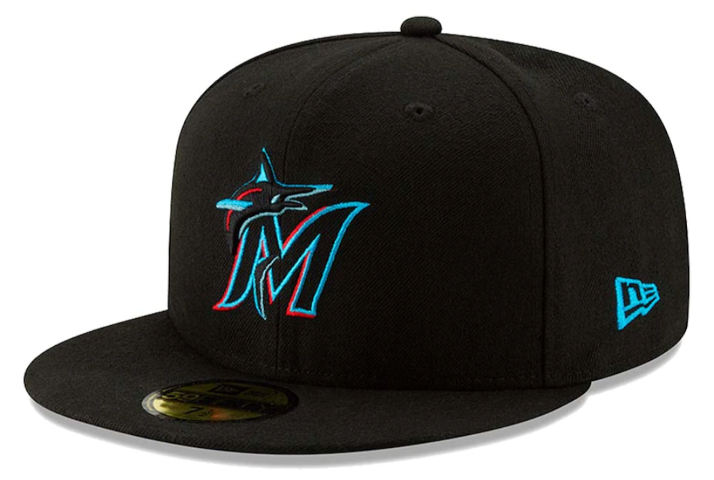 Men s Miami Marlins New Era Black Authentic Collection On-Field 59FIFTY Fitted Hat Official Team Hat Sports Fan Cap Official MLB Team Hat Baseball