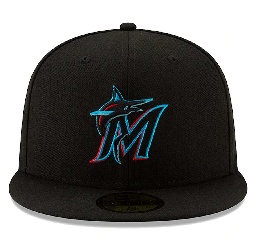 Men s Miami Marlins New Era Black Authentic Collection On-Field 59FIFTY Fitted Hat Official Team Hat Sports Fan Cap Official MLB Team Hat Baseball