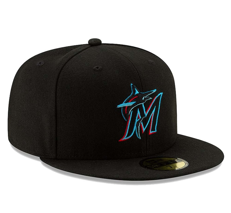 Men s Miami Marlins New Era Black Authentic Collection On-Field 59FIFTY Fitted Hat Official Team Hat Sports Fan Cap Official MLB Team Hat Baseball