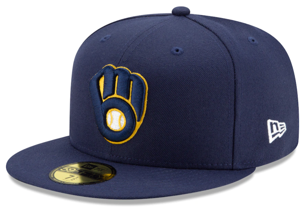 Men s Milwaukee Brewers New Era Navy Home Authentic Collection On-Field 59FIFTY Fitted Hat Official Team Hat Sports Fan Cap Official MLB Team Hat