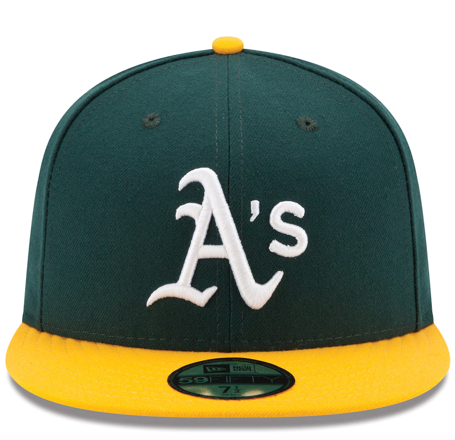 Men s Athletics New Era Green Yellow Home Authentic Collection On-Field 59FIFTY Fitted Hat Official Team Hat Sports Fan Cap Official MLB Team Hat