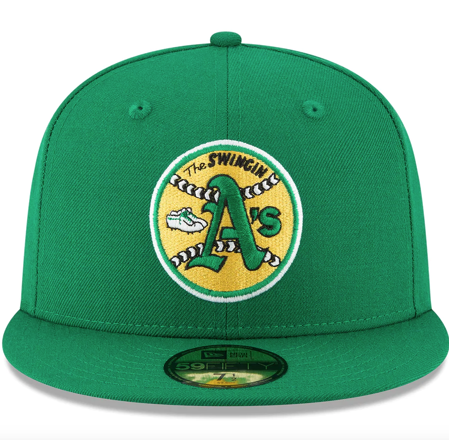 Men s Oakland Athletics New Era Green Cooperstown Collection Wool 59FIFTY Fitted Hat Official Team Hat Sports Fan Cap Official MLB Team Hat Baseball