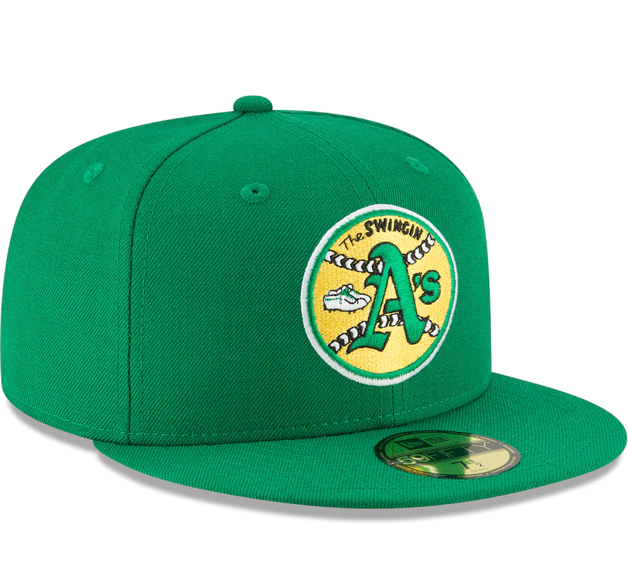 Men s Oakland Athletics New Era Green Cooperstown Collection Wool 59FIFTY Fitted Hat Official Team Hat Sports Fan Cap Official MLB Team Hat Baseball