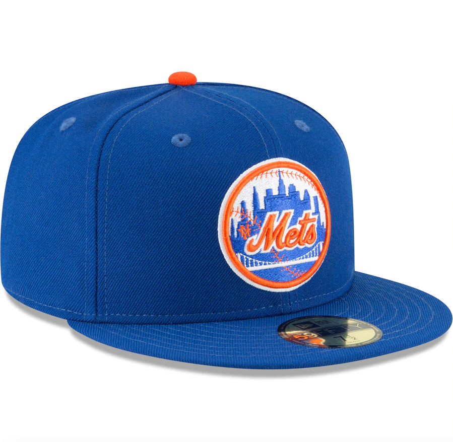 Men s New York Mets New Era Blue 1962 Cooperstown Collection Wool 59FIFTY Fitted Hat Official Team Hat Sports Fan Cap Official MLB Team Hat Baseball