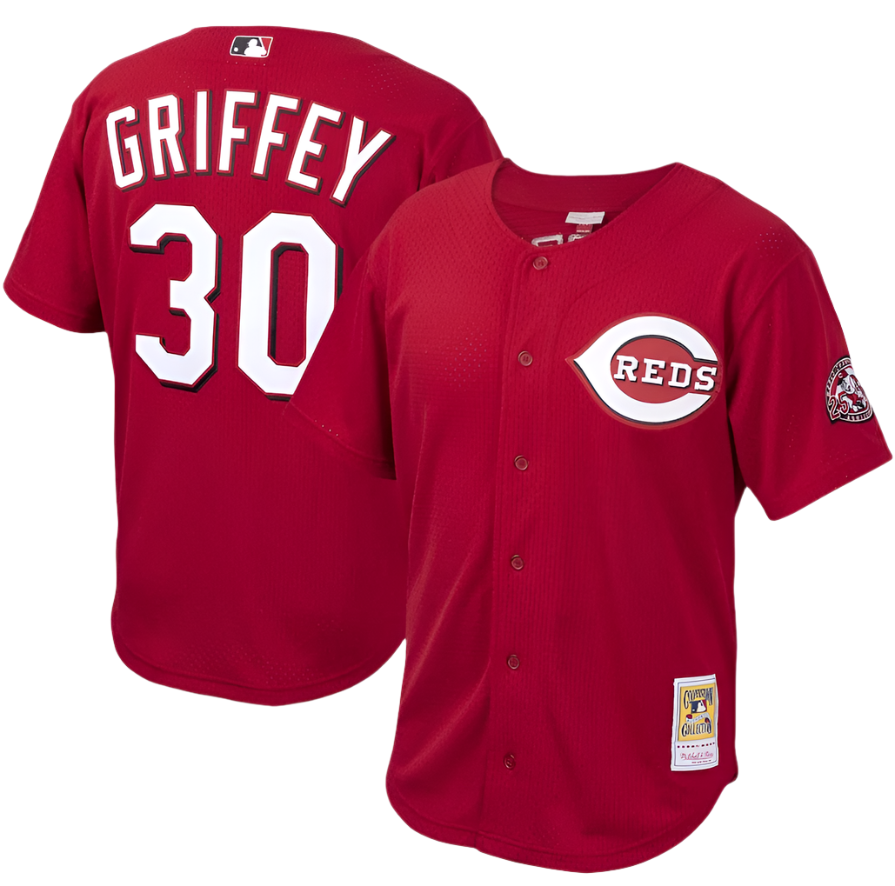 Men s Cincinnati Reds Ken Griffey Jr Mitchell And Ness Red Cooperstown Collection Batting Practice Jersey Official Team Jersey Sports Fan Apparel