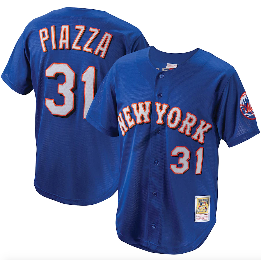 Men s Mitchell And Ness Mike Piazza New York Mets Royal Cooperstown Collection Batting Practice Jersey Official Team Jersey Sports Fan Apparel
