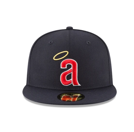 Men s California Angels New Era Navy 1971 Cooperstown Collection Wool 59FIFTY Fitted Hat Official Team Hat Sports Fan Cap Official MLB Team Hat
